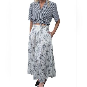 Vintage Circle T Floral Maxi Skirt Prairie Cottagecore Lace Waist 9/10